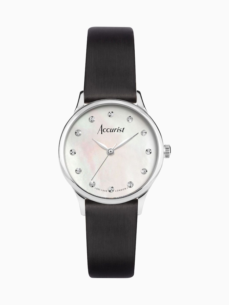 Accurist Ladies Dress Leather Strap 28mm Black Watch - Image 1 of 6