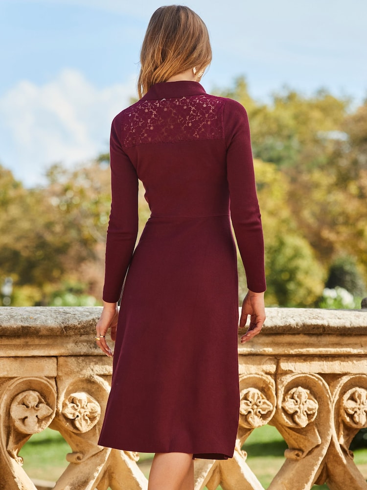 Sosandar Strickkleid mit Spitze und Schlaghose - Bild 2 von 5 Sosandar Strickkleid mit Spitze und Schlaghose - Bild 2 von 5