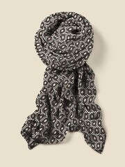 Sosandar Natural Geometric Print Contrast Trim Scarf - Image 2 of 3