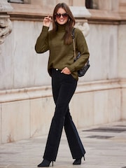 Sosandar Green Chevron Knit Roll Neck Jumper - Image 1 of 5