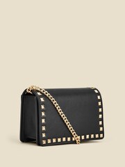 Sosandar Black Faux Leather Stud Detail Flap Bag - Image 3 of 5