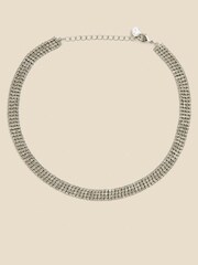 Sosandar Silver Tone Rhinestone Choker Necklace - Image 1 of 1