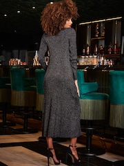 Sosandar Black Chain Lace-Up Fit and Flare Dress - Image 4 of 5