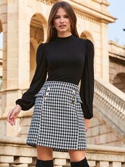 Sosandar Black Dogtooth Two Part Fit and Flare Dress - Image 4 of 5