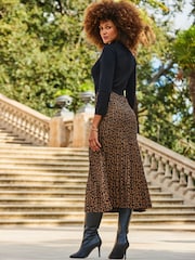 Sosandar Black Two Part Knitted Midi Dress With Belt - Image 4 of 5