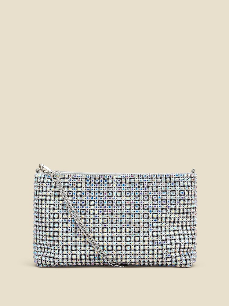 Sosandar Metallic Rhinestone Clutch Bag - Image 1 of 4