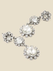 Sosandar Metallic Diamante Triple Stone Drop Earrings - Image 3 of 3