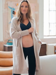 Seraphine Cream Knit Maternity Cardigan With Patch Pockets - Image 6 of 7