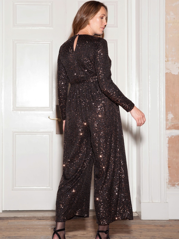 Seraphine Natural Cilla Sequin Jumpsuit - Image 2 of 8