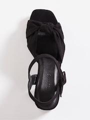 JD Williams Black Suede Knotted Vamp Wedge Sandals In Extra Wide Fit - Image 2 of 3