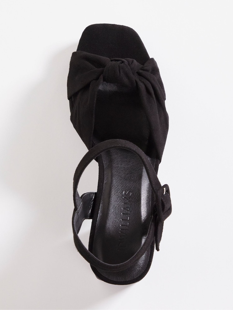 JD Williams Black Suede Knotted Vamp Wedge Sandals In Extra Wide Fit - Image 2 of 3