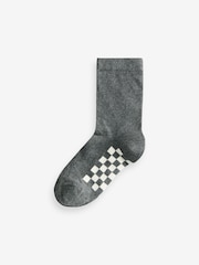 Grey Checkerboard Cotton Rich Socks 7 Pack - Image 2 of 8