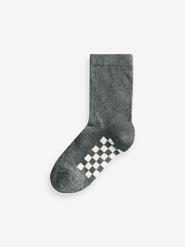 Grey Checkerboard Cotton Rich Socks 7 Pack - Image 2 of 8