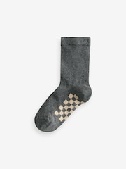 Grey Checkerboard Cotton Rich Socks 7 Pack - Image 3 of 8