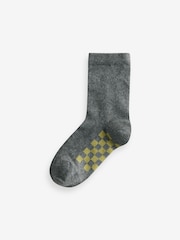 Grey Checkerboard Cotton Rich Socks 7 Pack - Image 4 of 8