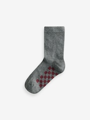 Grey Checkerboard Cotton Rich Socks 7 Pack - Image 7 of 8