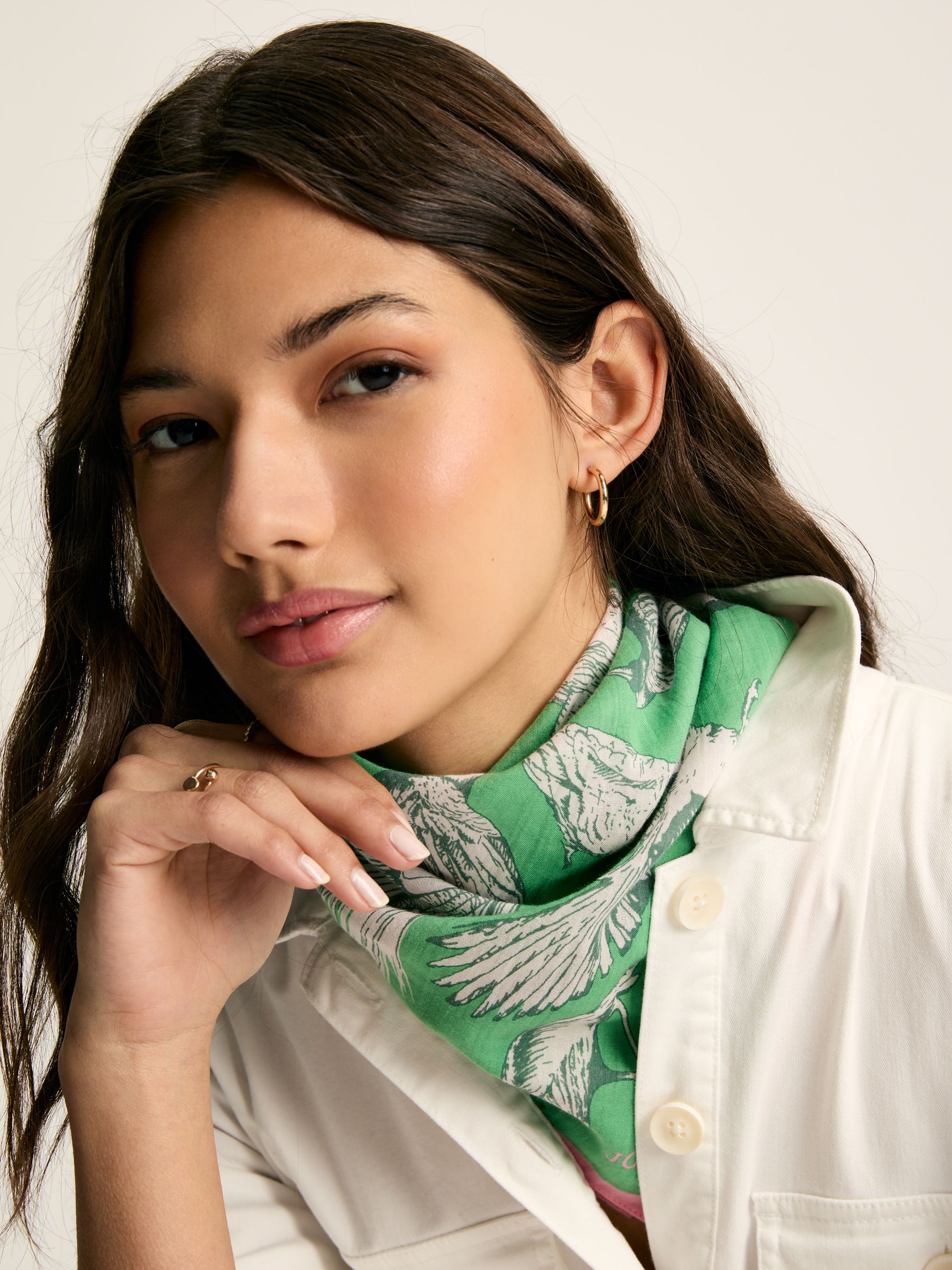 Buy Joules Kensington Green Pink Cotton Square Scarf from Next Ireland