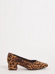 JD Williams Animal Leopard Print Wide Fit Flexi Sole Court Shoes - Image 1 of 3