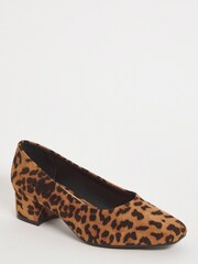JD Williams Animal Leopard Print Wide Fit Flexi Sole Court Shoes - Image 2 of 3