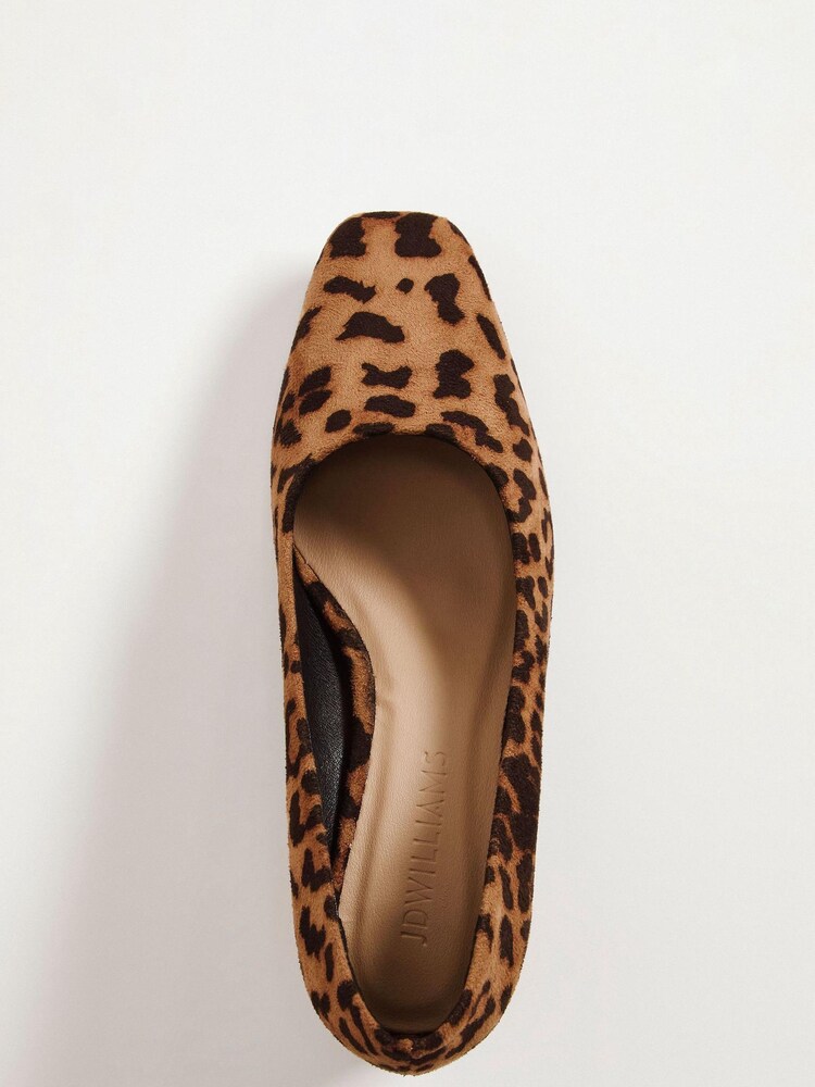 JD Williams Animal Leopard Print Wide Fit Flexi Sole Court Shoes - Image 3 of 3
