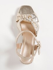 JD Williams Gold Knotted Vamp Wedge Sandals In Wide Fit - Image 3 of 7