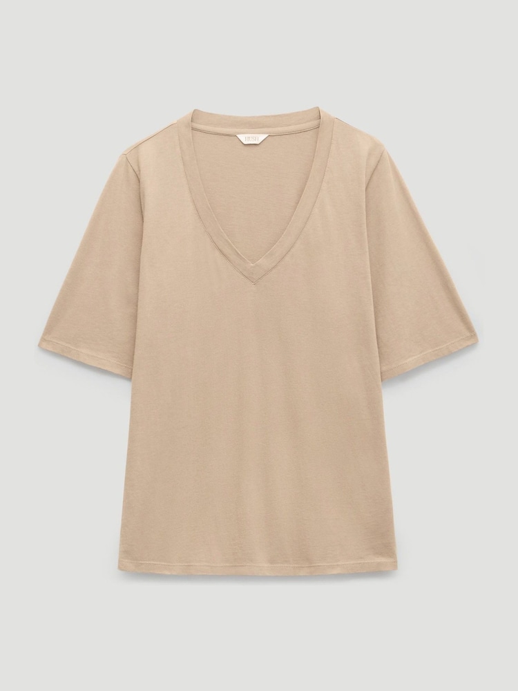 Hush Brown Reece V-Neck Drapey T-Shirt - Image 5 of 5 Hush Brown Reece V-Neck Drapey T-Shirt - Image 5 of 5