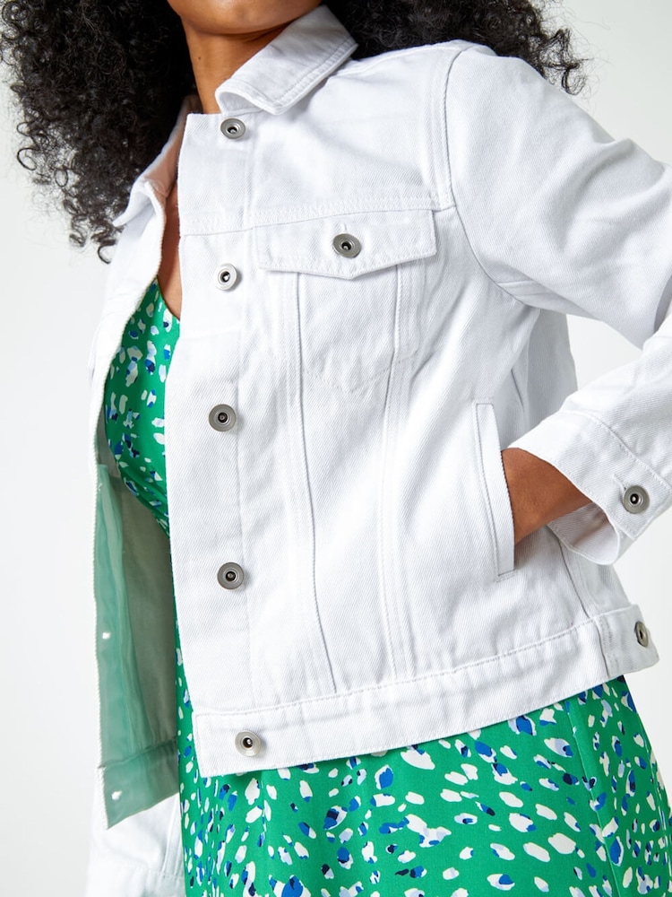 Roman White Petite Denim Jacket - Image 5 of 5 Roman White Petite Denim Jacket - Image 5 of 5