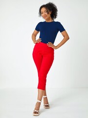Roman Red Petite Cropped Stretch Capri Trousers - Image 1 of 5