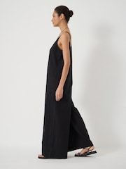 Hush Black Seersucker Cotton Wide Leg Jumpsuit - Image 4 of 5