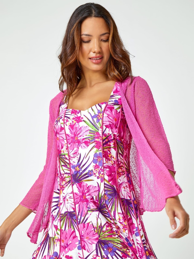 Roman Pink Textu Pointelle Detail Shrug - Image 1 of 5