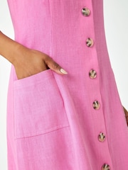 Roman Pink Petite Button Front Pocket Dress - Image 5 of 5