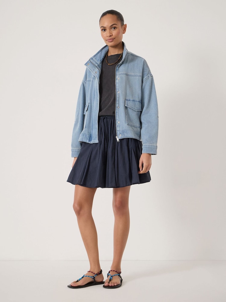 Hush Blue Bloom Godet Cotton Voile Mini Skirt - Image 2 of 5