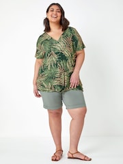 Roman Hunter Green Curve Turned Hem Stretch Shorts - Image 1 of 5