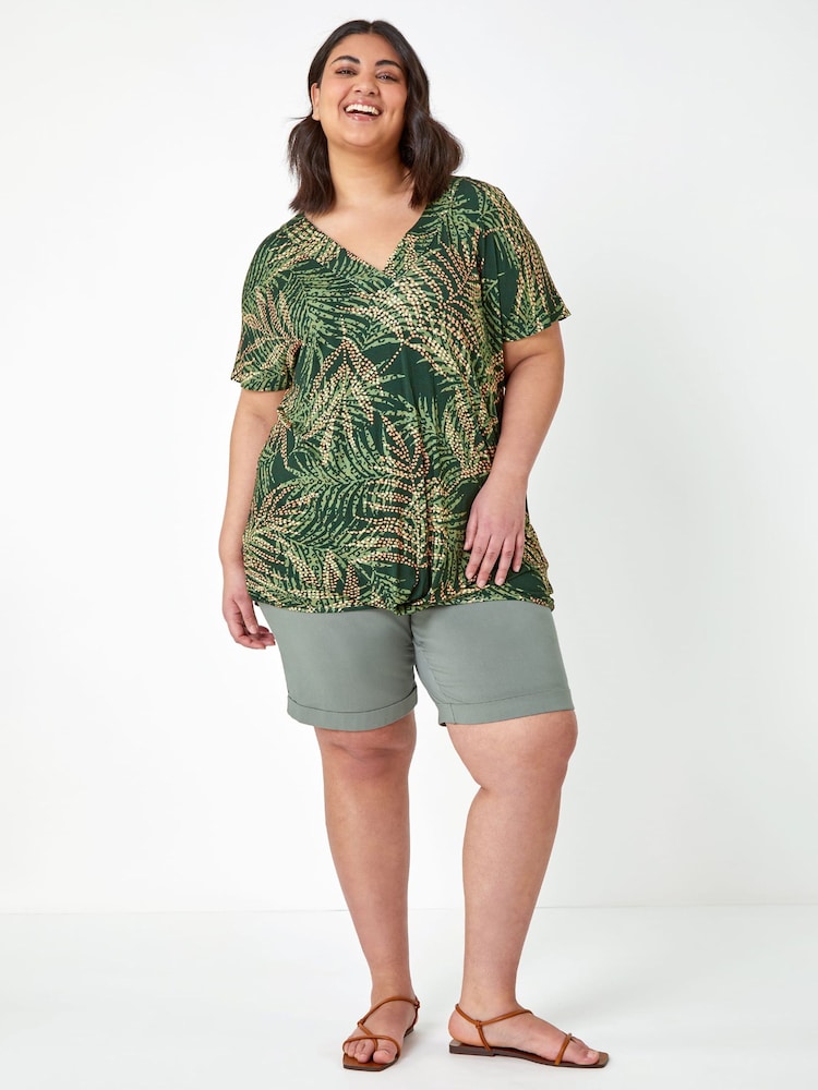 Roman Hunter Green Curve Turned Hem Stretch Shorts - Image 1 of 5