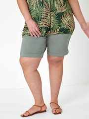 Roman Hunter Green Curve Turned Hem Stretch Shorts - Image 2 of 5
