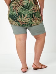 Roman Hunter Green Curve Turned Hem Stretch Shorts - Image 3 of 5