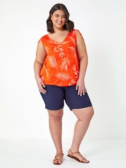 Roman Blue Curve Turned Hem Stretch Shorts - Image 2 of 5