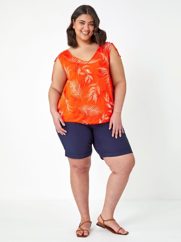 Roman Blue Curve Turned Hem Stretch Shorts - Image 2 of 5