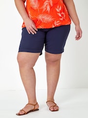 Roman Blue Curve Turned Hem Stretch Shorts - Image 3 of 5