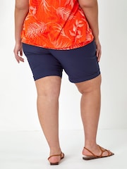 Roman Blue Curve Turned Hem Stretch Shorts - Image 4 of 5