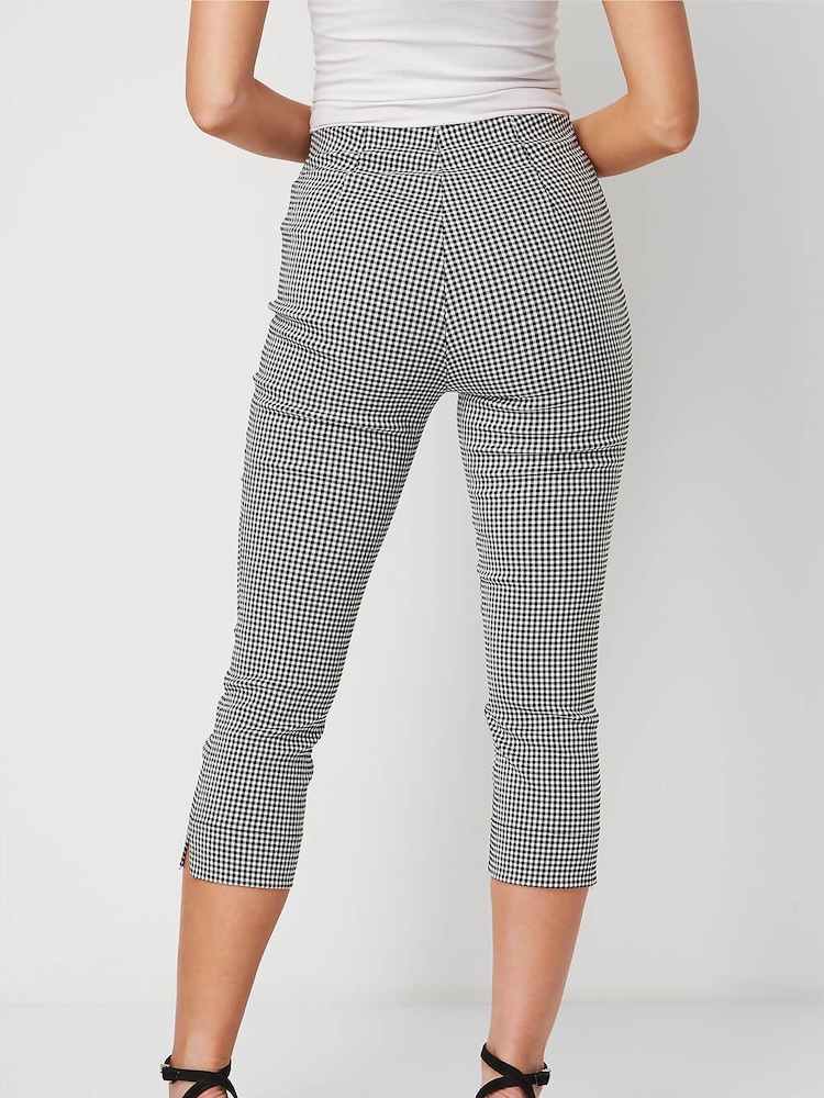Roman Black Gingham Cropped Stretch Trousers - Image 2 of 4