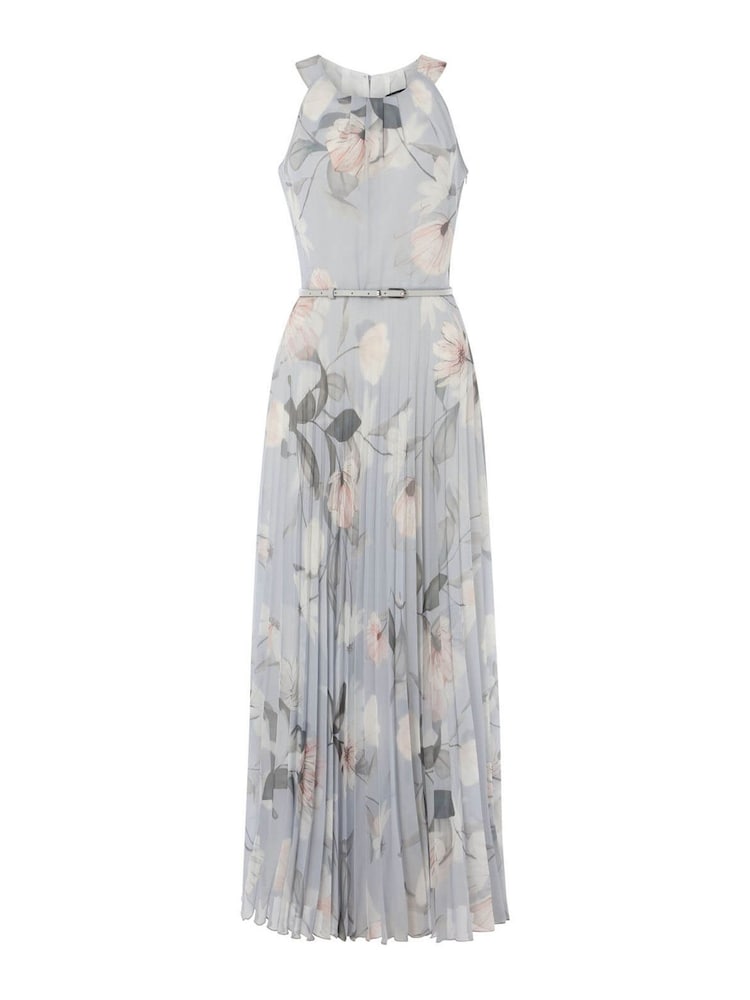 Roman Grey Lace Top Overlay Pleated Midi Dress - Image 4 of 4 Roman Grey Lace Top Overlay Pleated Midi Dress - Image 4 of 4