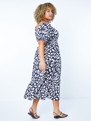 Roman Blue Curve Stretch Waist Midi Dress - Image 2 of 5