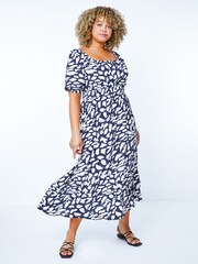 Roman Blue Curve Stretch Waist Midi Dress - Image 3 of 5