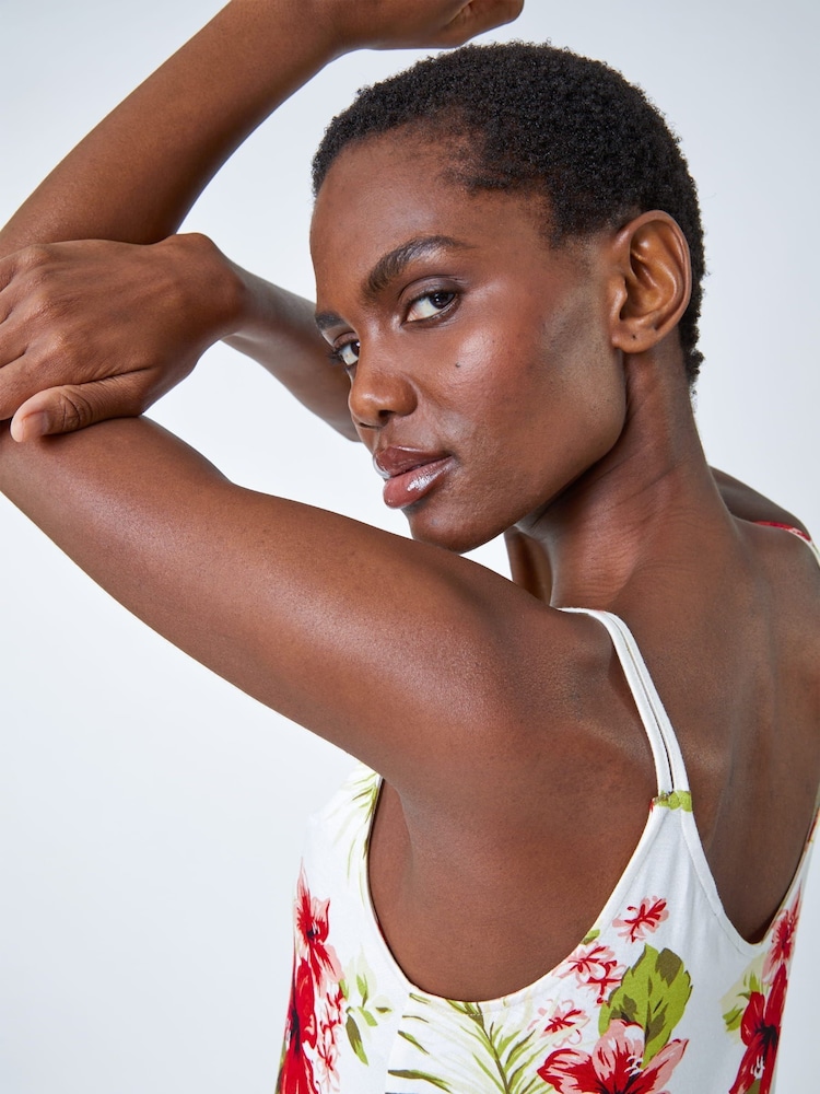 Roman White Tropical Print Strap Detail Cami Top - Image 5 of 5