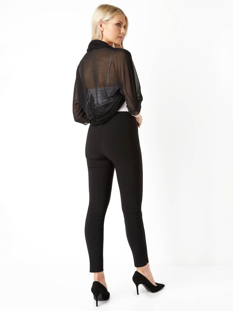 Roman Black Ruched Hem Chiffon Jacket - Image 2 of 4