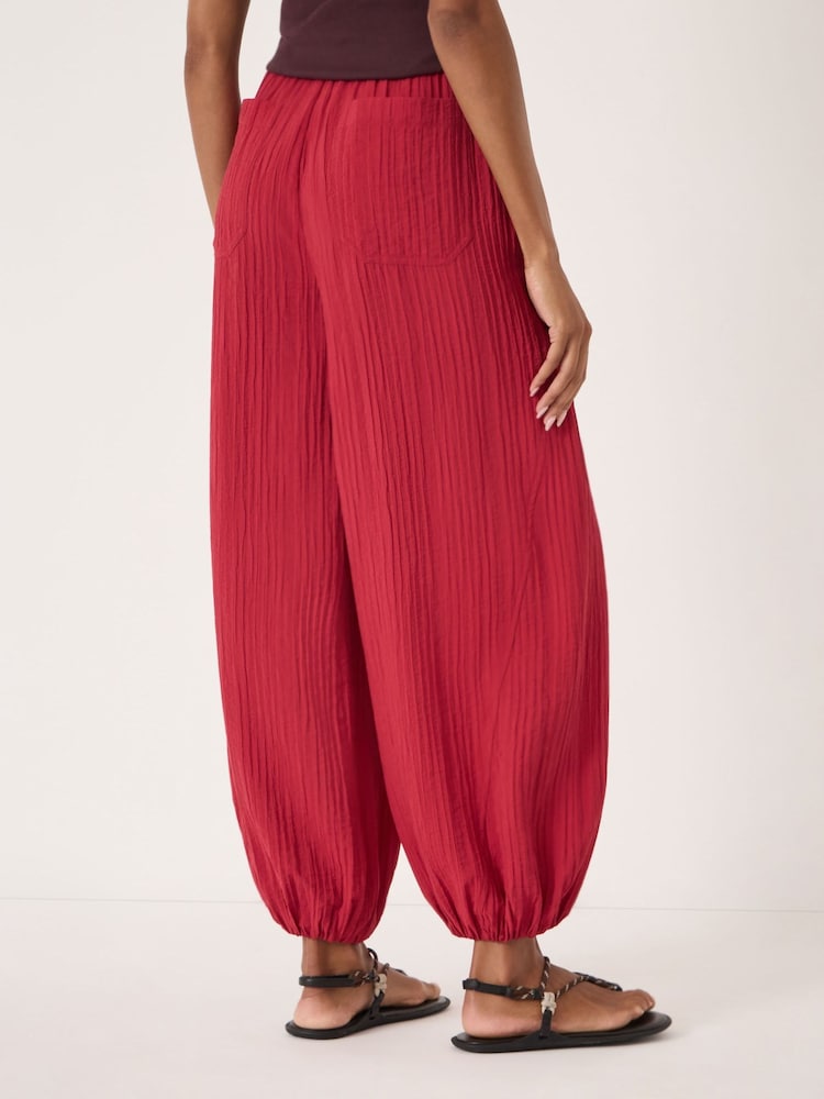 Hush Red Nyra Crinkle Balloon Hem Trousers - Image 2 of 5