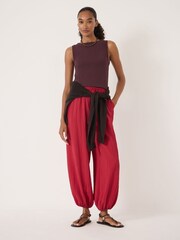 Hush Red Nyra Crinkle Balloon Hem Trousers - Image 3 of 5