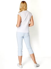 Roman White Lace Yoke And Sleeve Crinkle 100% Cotton Blouse - Image 2 of 4
