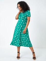 Roman Green Petite Floral Print Midi Dress - Image 1 of 5